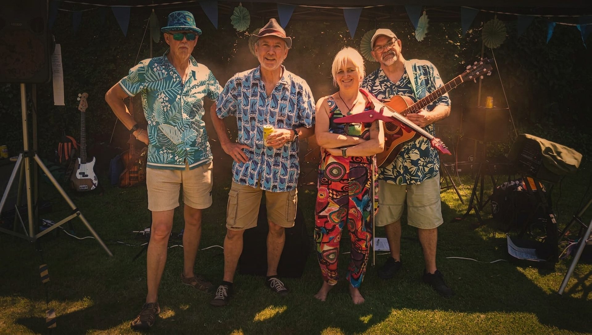 Buckler's Reel together outdoors before a gig